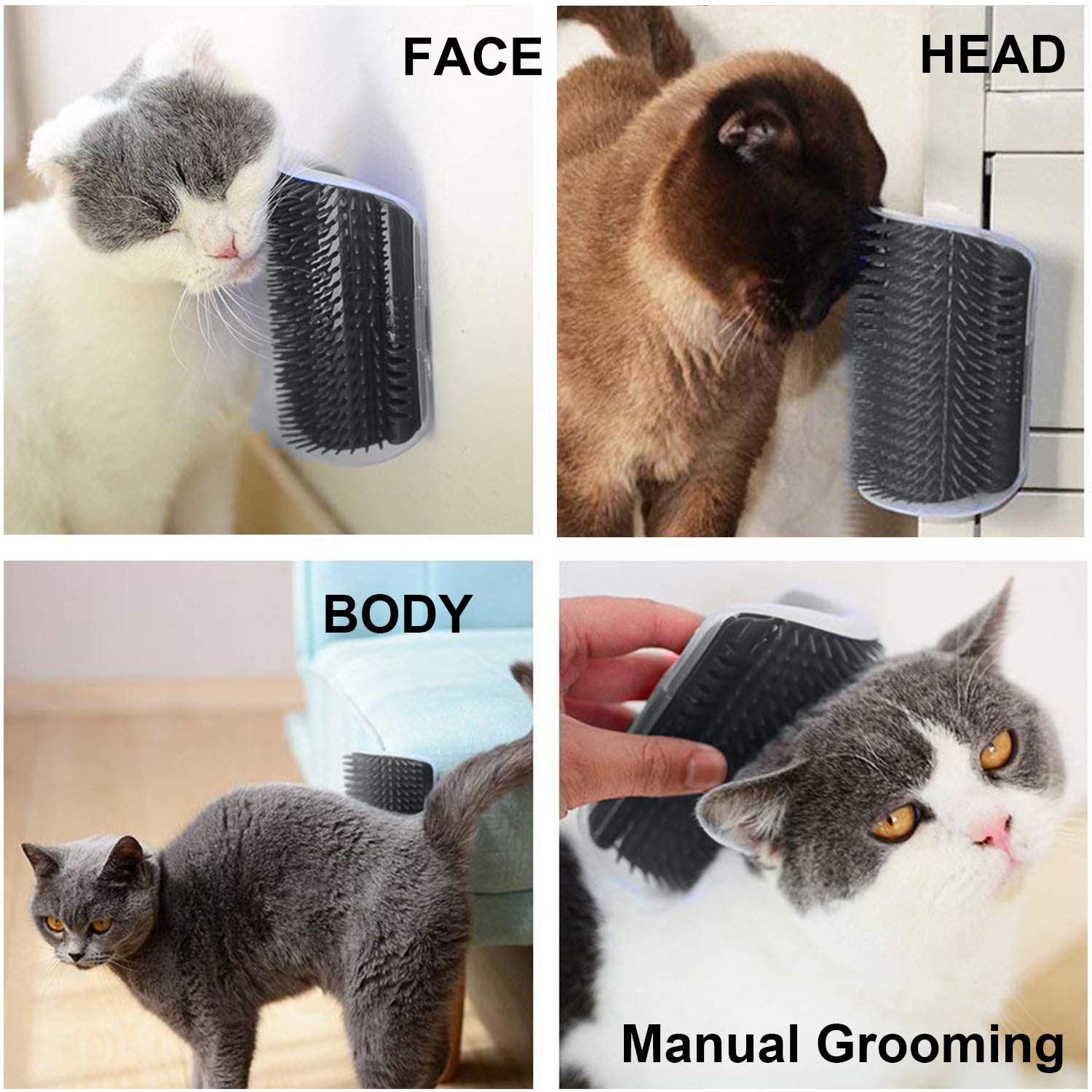 Cat Self Groomer Catnip Dog Cat Toy Corner Groomer Wall Corner Scratcher Comb Grooming Massage Brush