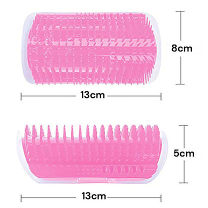 Cat Self Groomer Catnip Dog Cat Toy Corner Groomer Wall Corner Scratcher Comb Grooming Massage Brush Pink