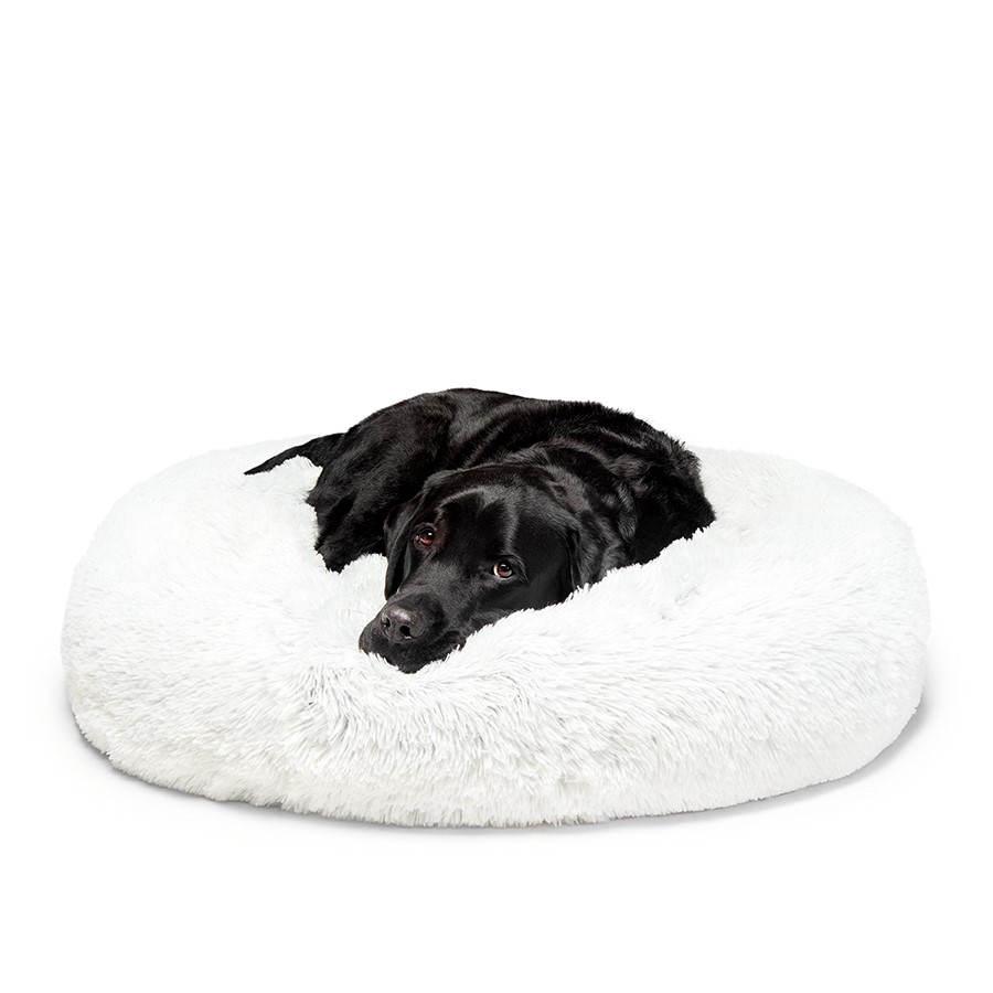 Fur King "Aussie" Calming Dog Bed - White - 100 CM - Large