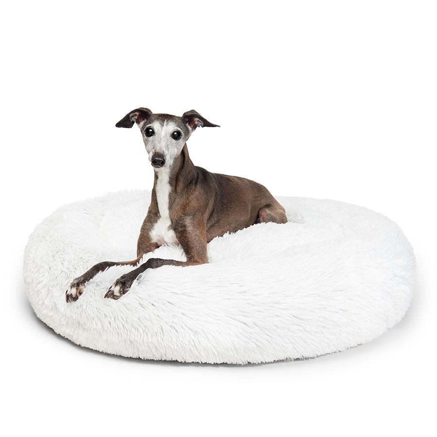 Fur King "Aussie" Calming Dog Bed - White - 80 CM - Medium