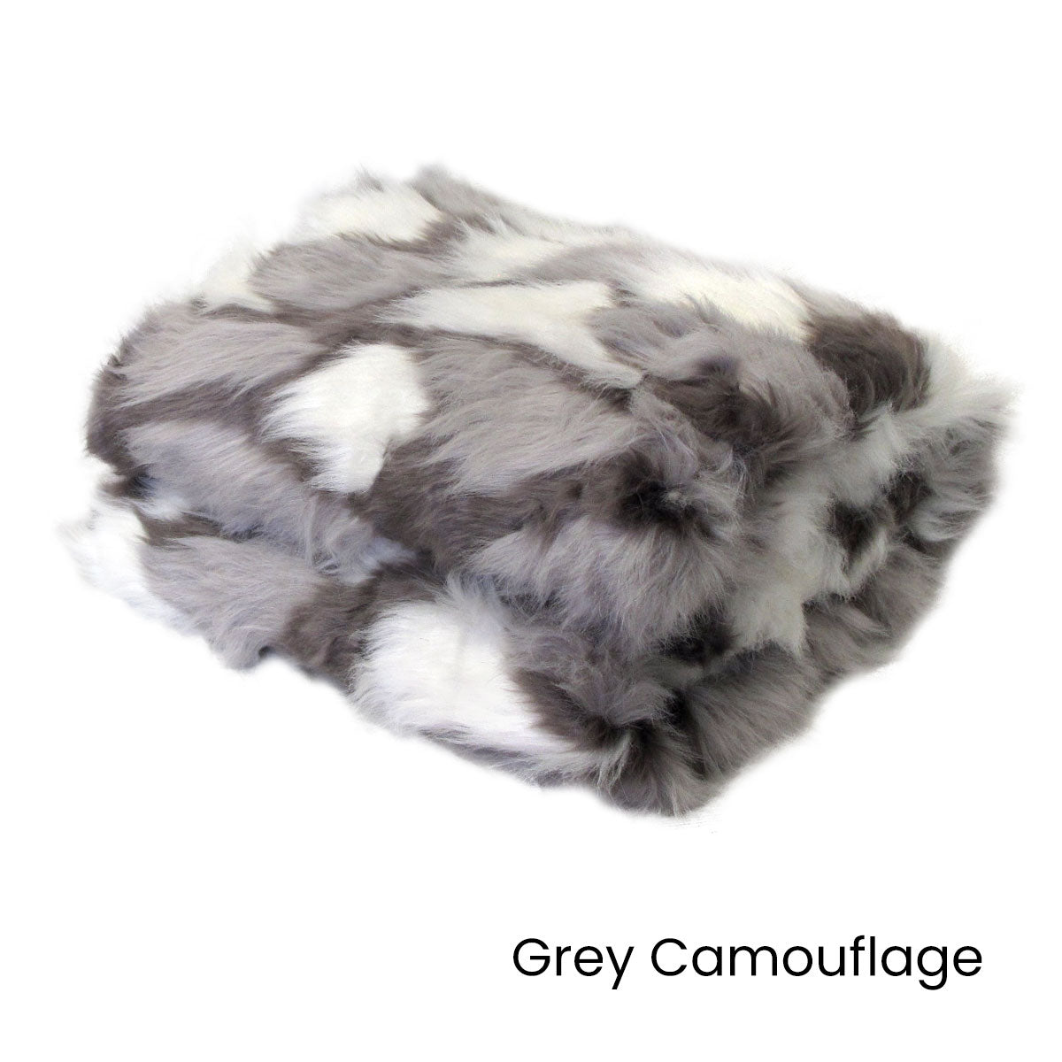 Riley Modern Pattern Faux Fur Throw Rug 127 x 152 cm Grey Camouflage