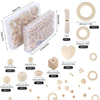414pcs DIY Beading Kit Round Wooden Beads Set Craft Jewelry Supplies Home Decor