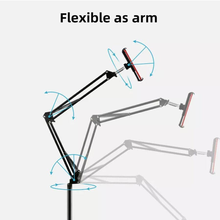 Hands Free Floor Stand Adjustable Bed Clip Holder For Tablet iPad iPhone Switch - 175cm White(Floor Cantilever Stand