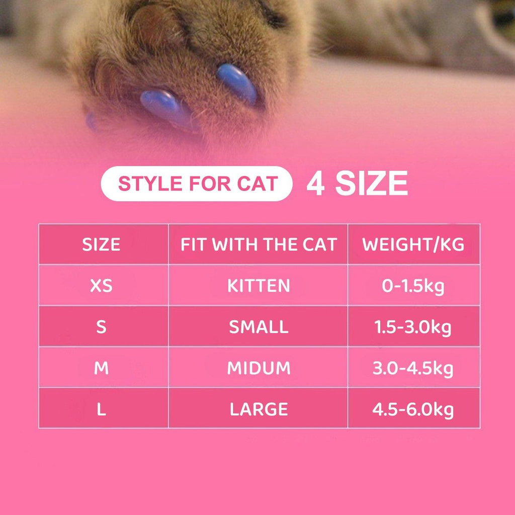 100PCS Anti Scratch Paw Covers for Cats and Kittens Nail Protector Soft Paw - Flat-S
