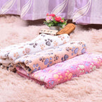 Large Size Pet Mat Paw Print Cat Dog Puppy Fleece Soft Pet Blanket Bed Cushion - Brown