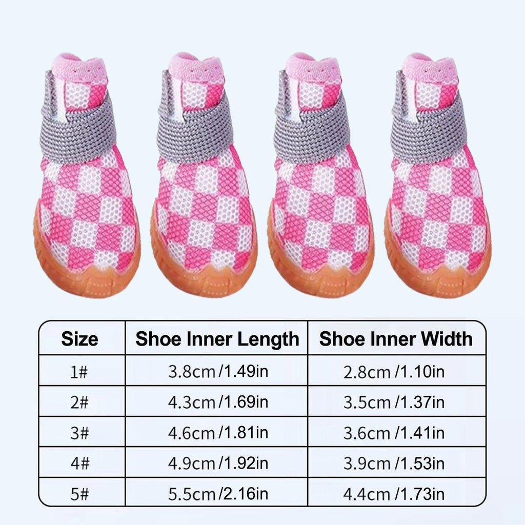 4pcs Breathable Mesh Dog Shoes Small Pets Puppy Paw Protection Summer Boots - Green-3