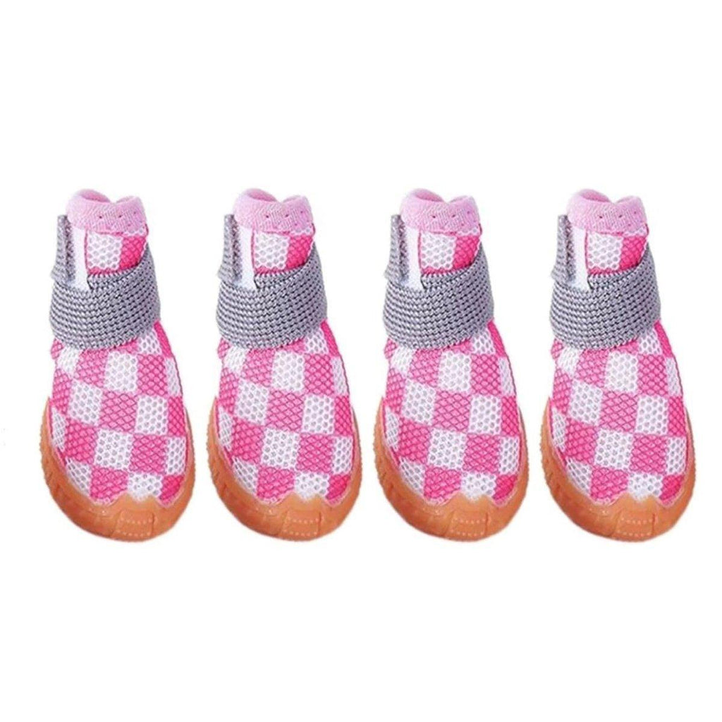 4pcs Breathable Mesh Dog Shoes Small Pets Puppy Paw Protection Summer Boots - Green-4