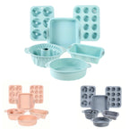6PCS Silicone Cake Mould Set Baking Pans Nonstick Cupcake Cookie Tools Reusable - Green