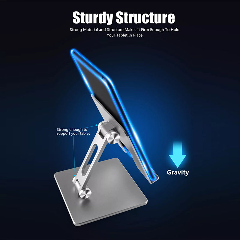 Aluminum Alloy Tablet Phone Holder Desk Stand Bracket Foldable For Ipad Pro 12.9 - Silver