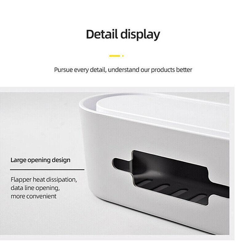 Cable Power Management Storage Box Socket Wire Tidy Organiser Hide Case - Grey