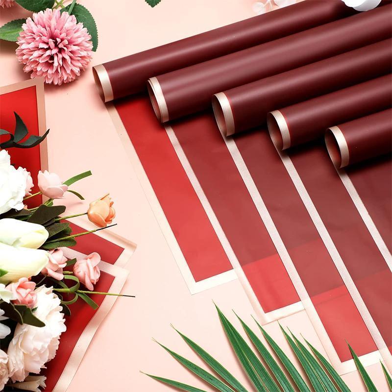100PCS Waterproof Flower Gift Wrapping Paper Florist Bouquet Craft Packaging - Red