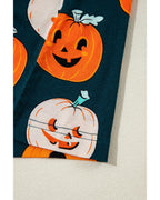 Orange Halloween Pattern Short Sleeve Shirt Pajama Set - XL