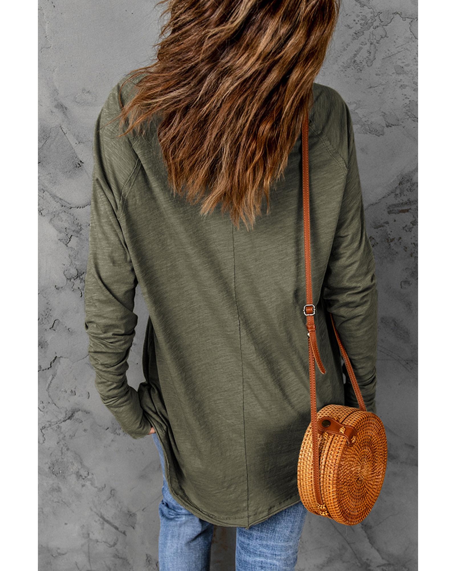 Green Halloween BOO Print Long Sleeve Graphic T Shirt - S