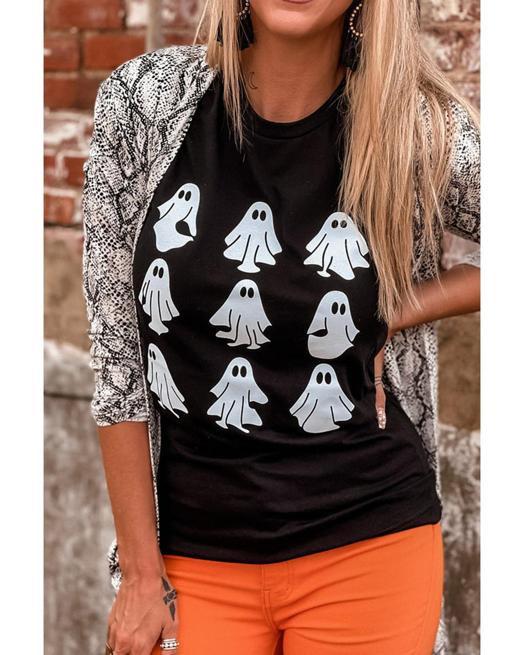 Black Halloween Ghost Graphic Tee - S