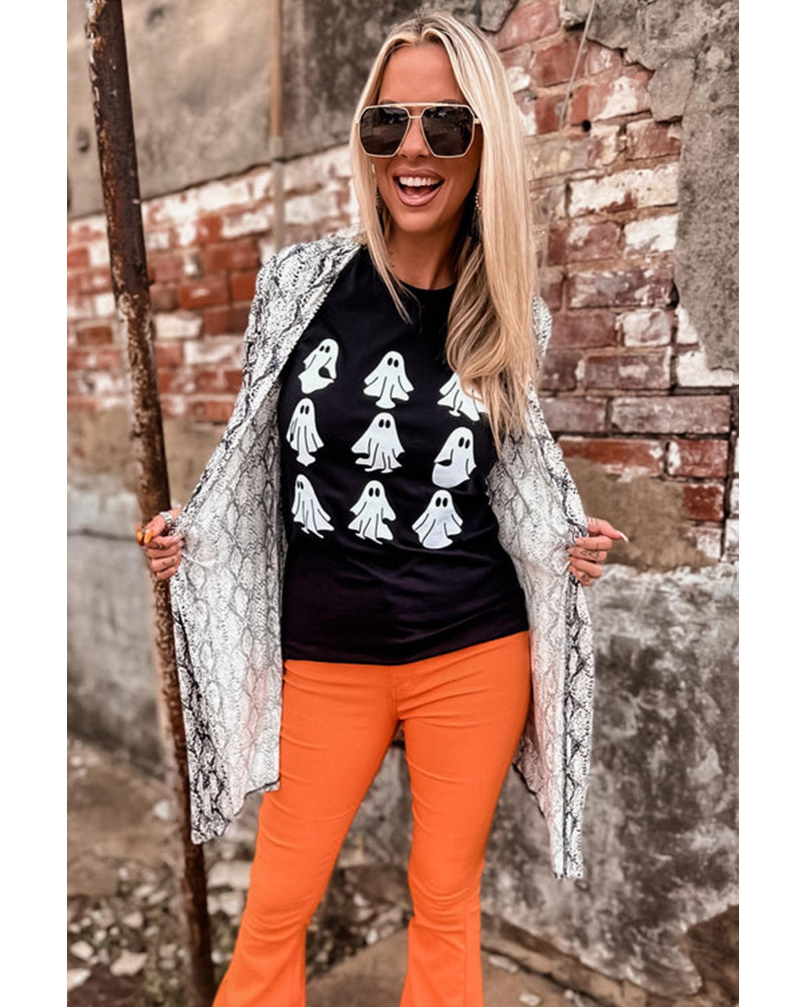 Black Halloween Ghost Graphic Tee - S