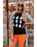 Black Halloween Ghost Graphic Tee - XL