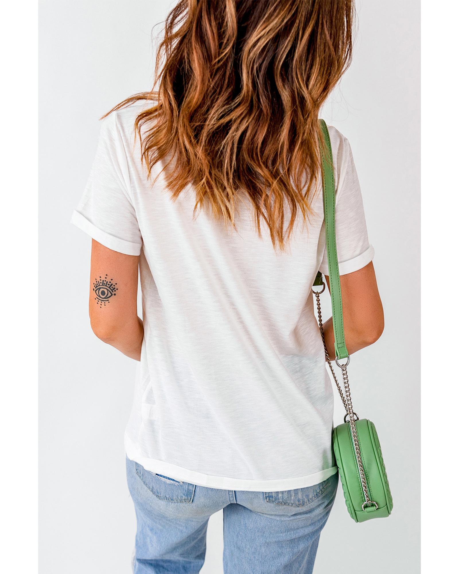 White Spooky Babe Bat Print Halloween Crewneck T Shirt - M