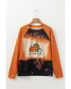 Gold Flame It's Fall Yall Halloween Pumpkin Graphic Bleached Top - S