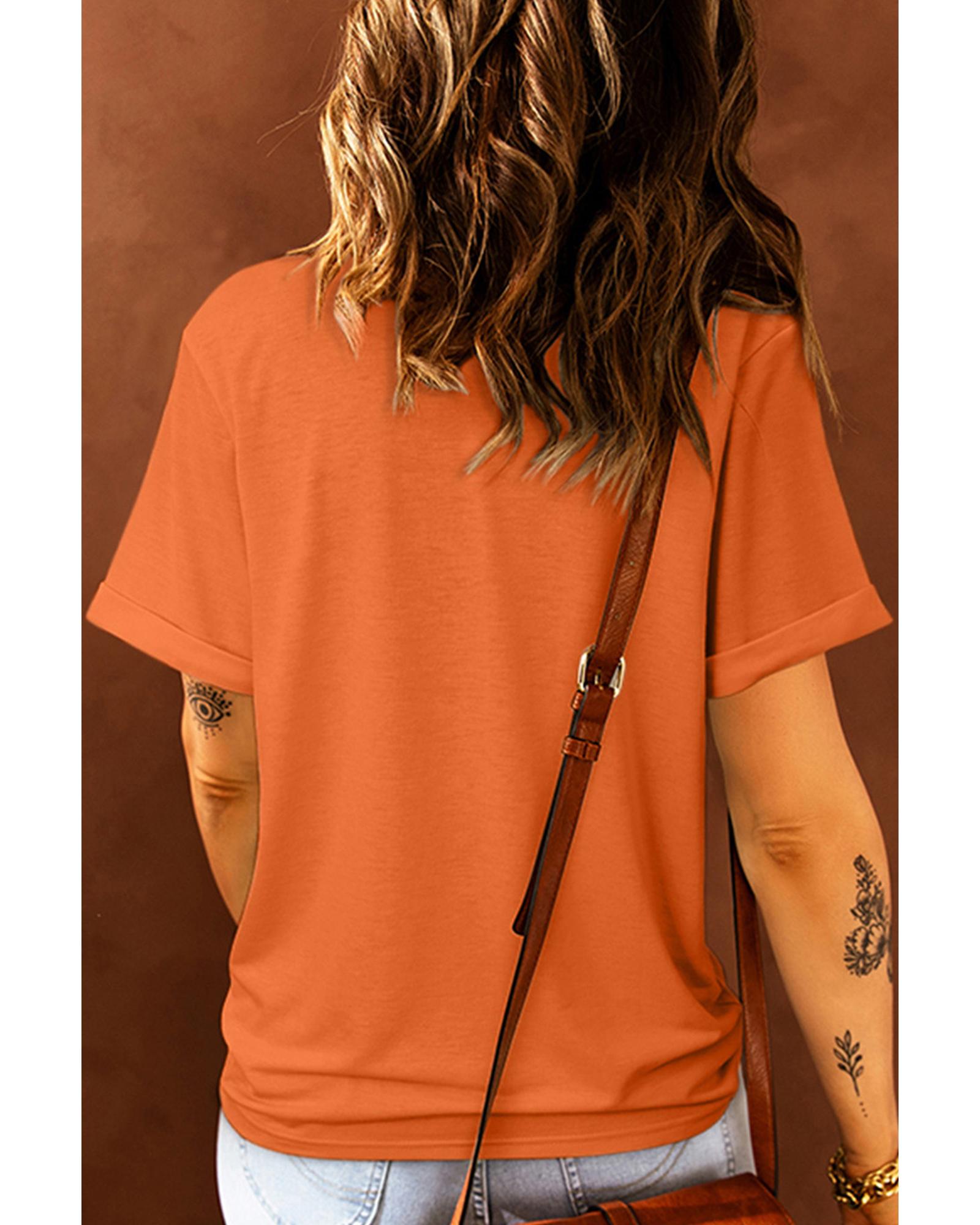 Orange SPOOKY SEASON Ghost Print Crew Neck Halloween Tee - S