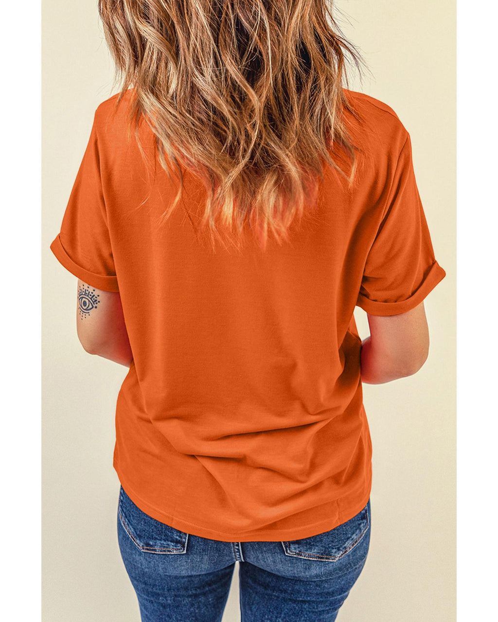 Orange SPOOKY Vibe Ghost Print Crewneck Halloween T Shirt - 3XL