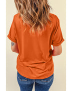 Orange SPOOKY Vibe Ghost Print Crewneck Halloween T Shirt - 3XL