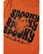Orange SPOOKY Vibe Ghost Print Crewneck Halloween T Shirt - 3XL