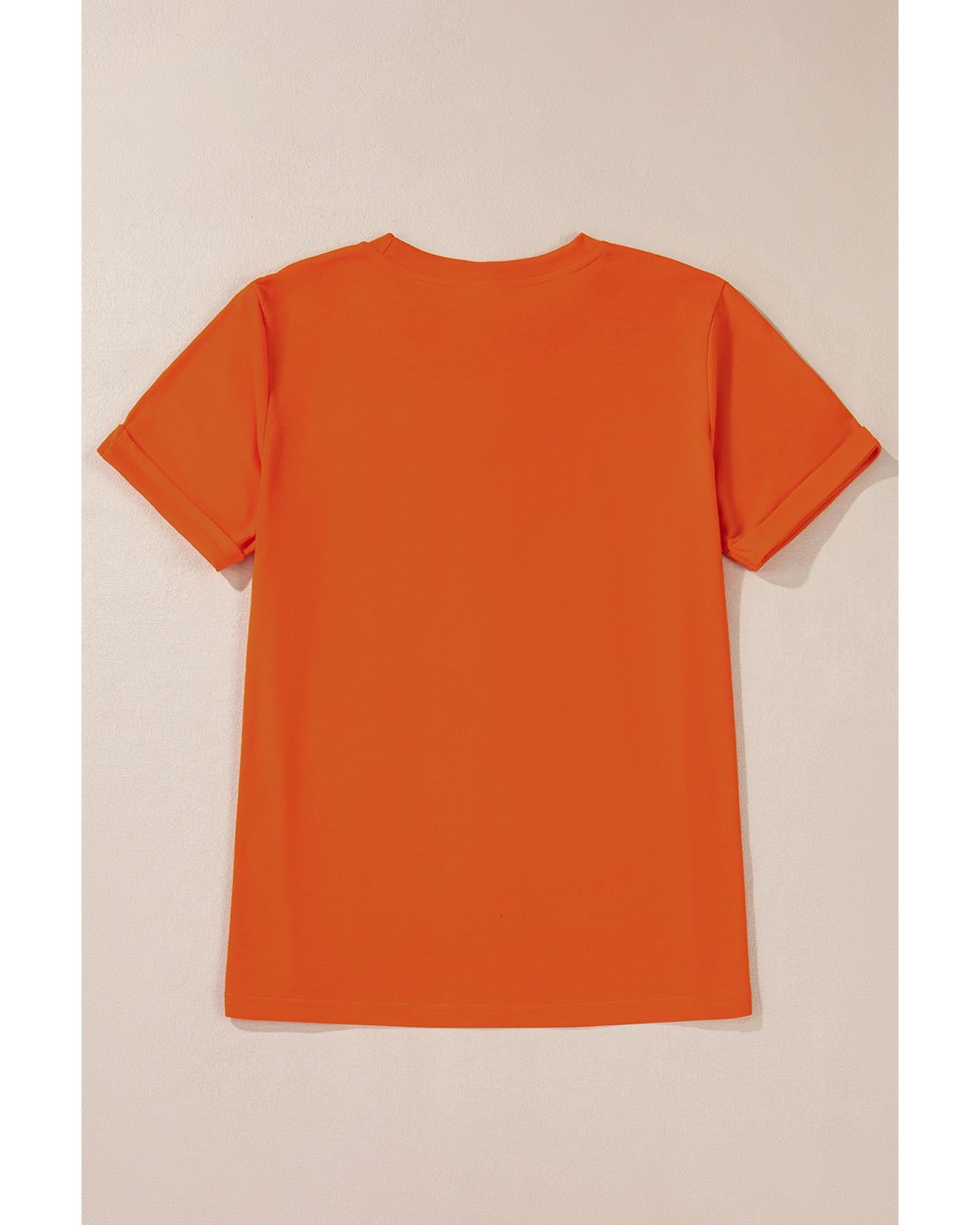 Orange SPOOKY Vibe Ghost Print Crewneck Halloween T Shirt - 3XL