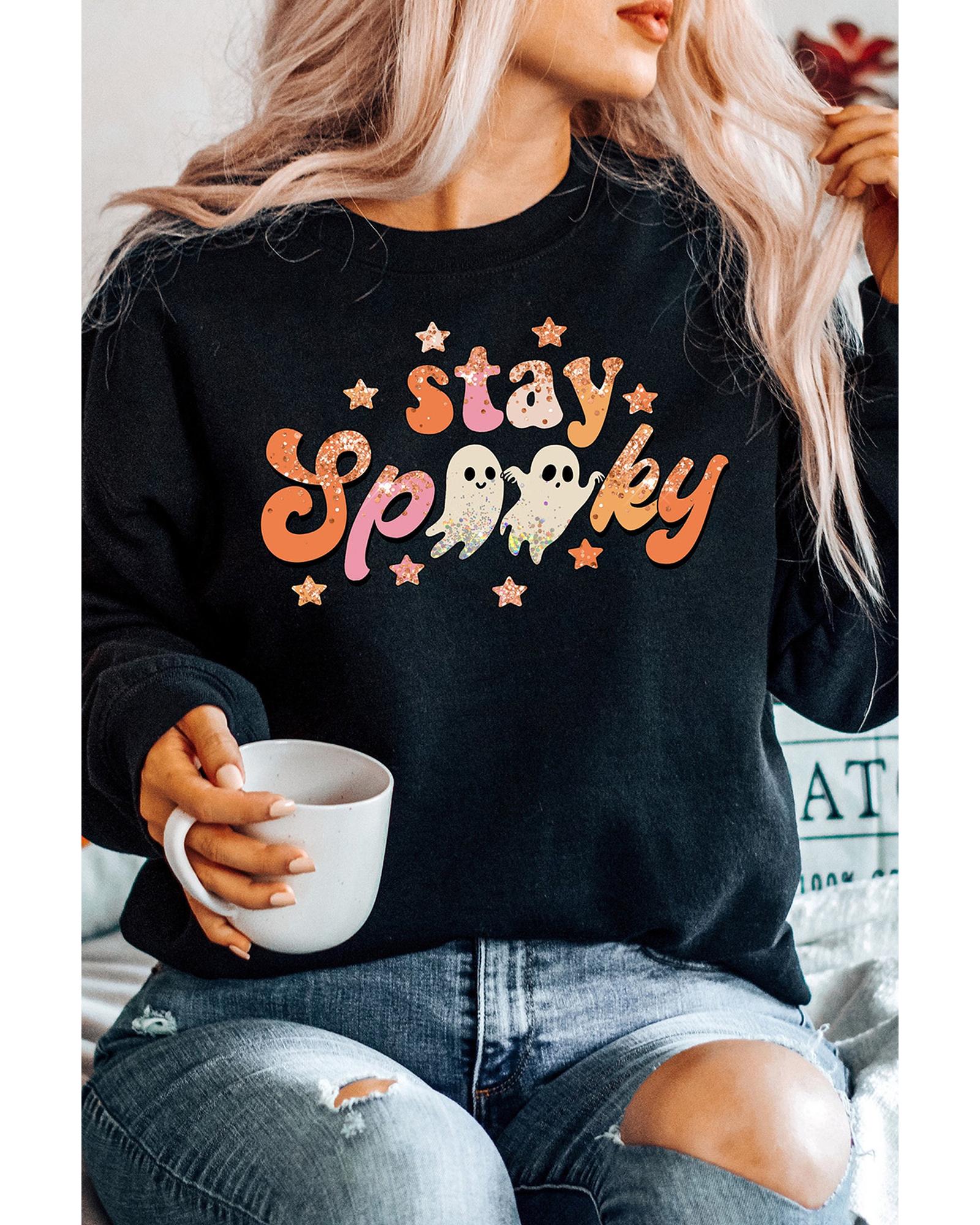 Black Halloween stay Spooky Graphic Sweatshirt - S