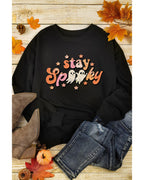 Black Halloween stay Spooky Graphic Sweatshirt - XL