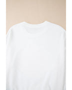 White Terry Halloween Pumpkin Patched Pattern Pullover Sweatshirt - S