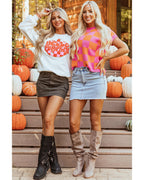 White Terry Halloween Pumpkin Patched Pattern Pullover Sweatshirt - XL