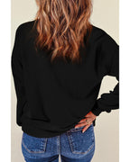 Black Glitter SPOOKY Ghost Pattern Crew Neck Halloween Sweatshirt - 2XL