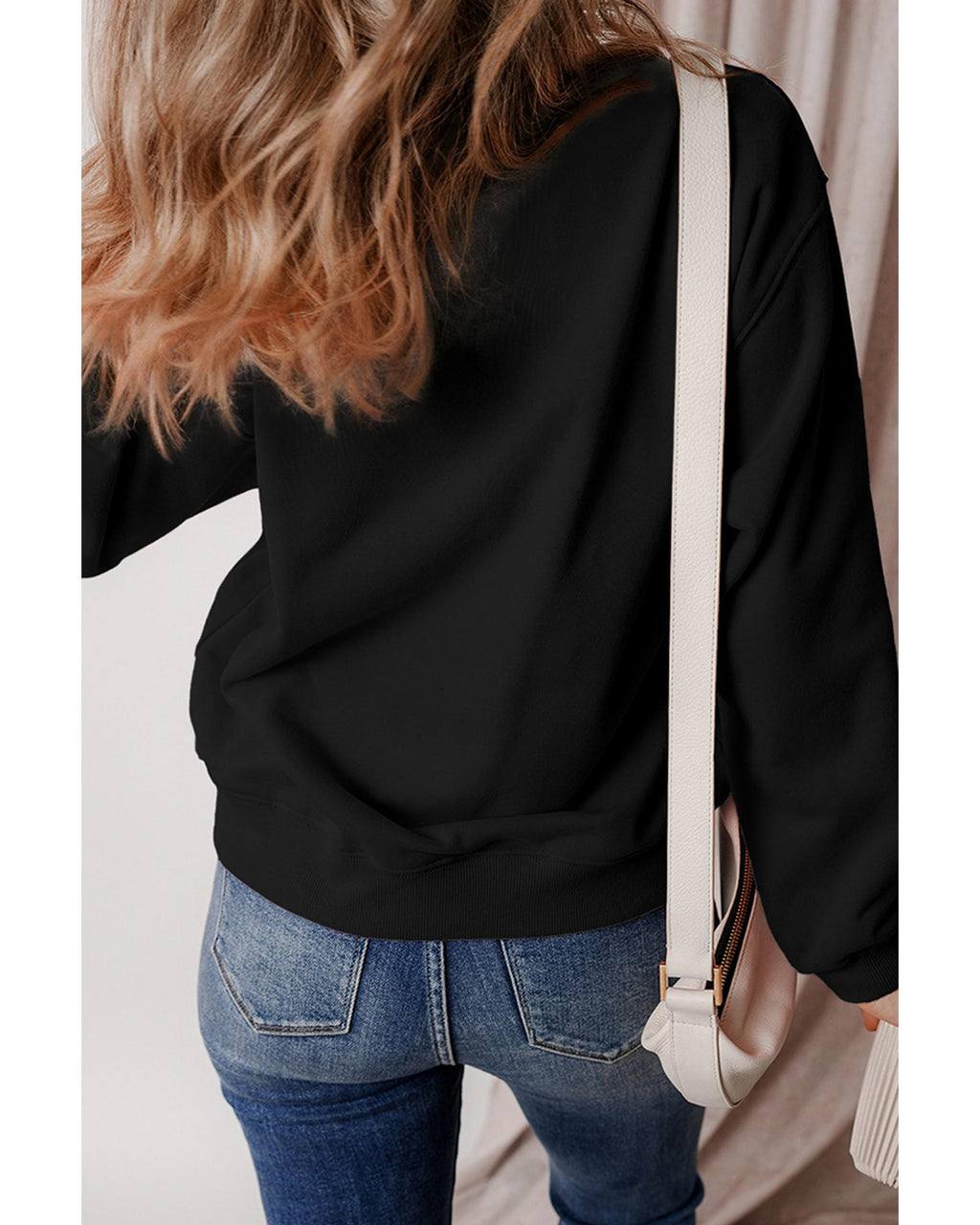 Black Glitter SPOOKY Ghost Pattern Crew Neck Halloween Sweatshirt - S