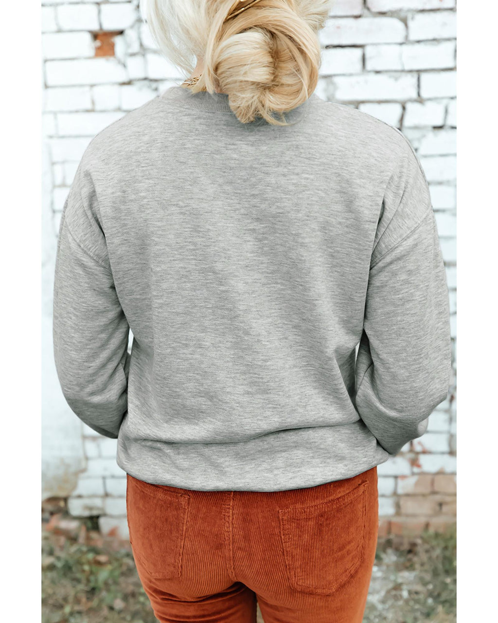 Gray Halloween Ghost Print Crewneck Drop Shoulder Sweatshirt - 2XL