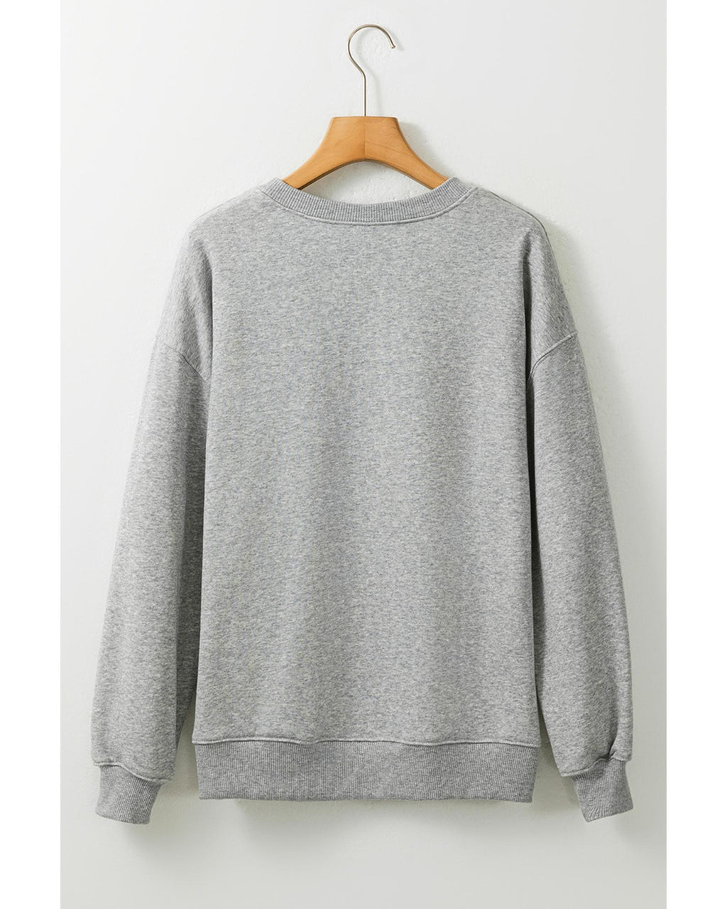 Gray Halloween Ghost Print Crewneck Drop Shoulder Sweatshirt - M