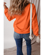 Russet Orange Sequin SPOOKY SEASON Ghost Pattern Halloween Pullover Sweatshirt - M