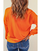 Russet Orange Sequin SPOOKY SEASON Ghost Pattern Halloween Pullover Sweatshirt - M