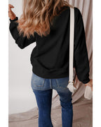 Black Halloween Howdy PUMPKIN Print Crew Neck Pullover Sweatshirt - L