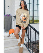 Parchment Spooky Pumpkin Graphic Crewneck Halloween Sweatshirt - M