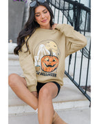 Parchment Spooky Pumpkin Graphic Crewneck Halloween Sweatshirt - S