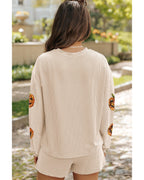 Parchment Halloween Sequin Pumpkin Corded Two Piece Shorts Set - XL