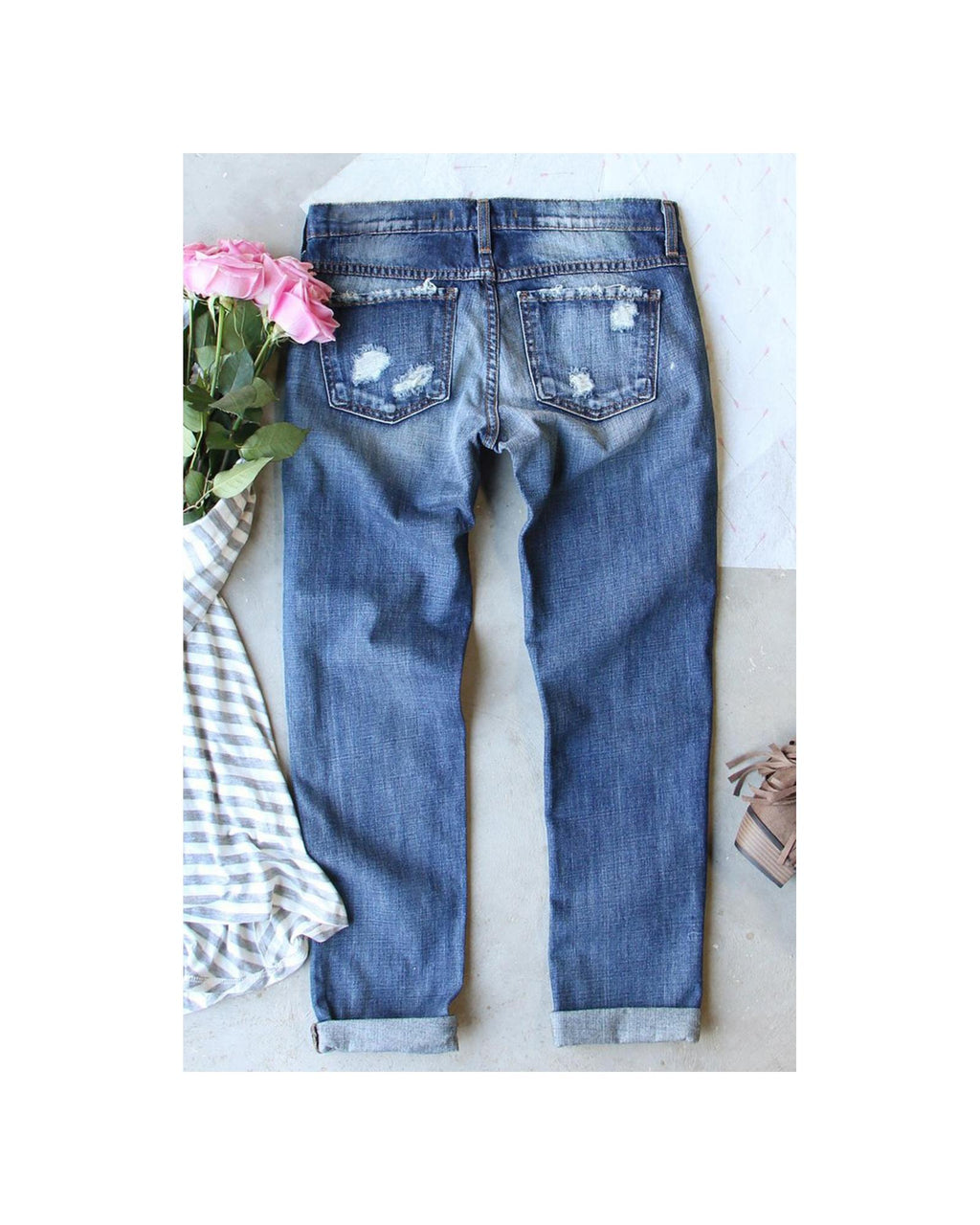 Sky Blue Halloween Skull Patchwork Distressed Straight Jeans - 8 US