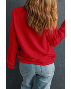 Racing Red Halloween Bow Knot Pumpkin Print Drop Shoulder Plus Sweatshirt - 4X