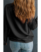 Black Sequin Pumpkin Face Graphic Plus Size Halloween Sweatshirt - 3X