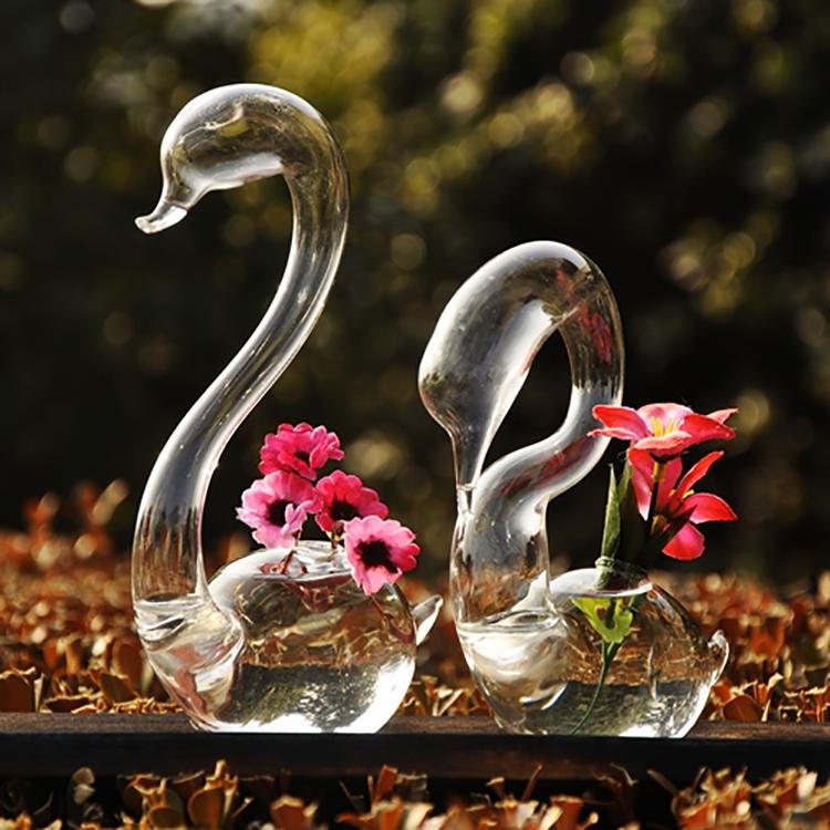 Swan Flower Vases - Home Decor Wedding Gifts Glass Crafts