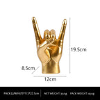 Gold Left Hand Resin Rock and Roll Hand Figurine - Stylish Desk and Living Room Decor