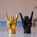 Black Left Hand Resin Rock and Roll Hand Figurine - Stylish Desk and Living Room Decor