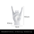 White Left Hand Resin Rock and Roll Hand Figurine - Stylish Desk and Living Room Decor
