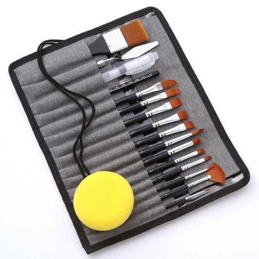 Dark blue with a hint of black 18-Piece Multi-Purpose Nylon Hair Watercolor Brush Set – Professional Painting Tools for Artists