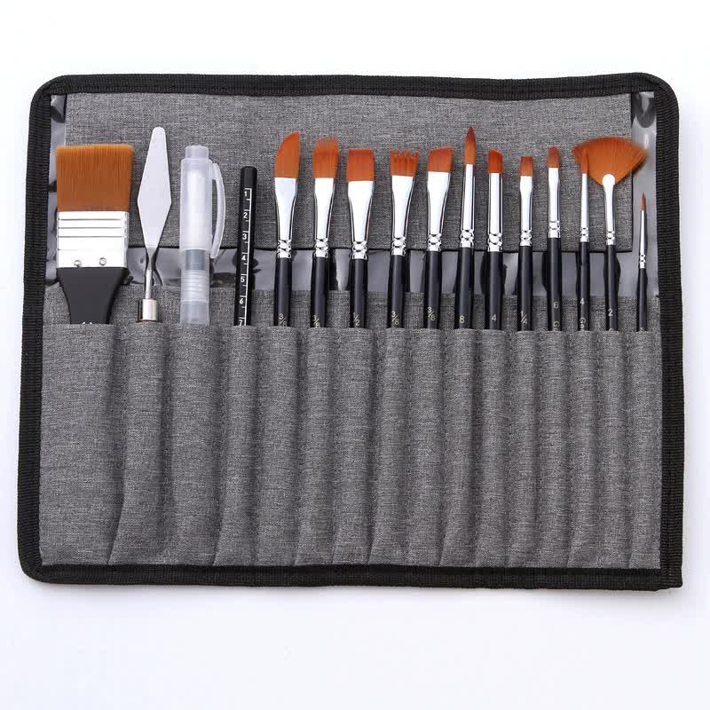 Dark blue with a hint of black 18-Piece Multi-Purpose Nylon Hair Watercolor Brush Set – Professional Painting Tools for Artists